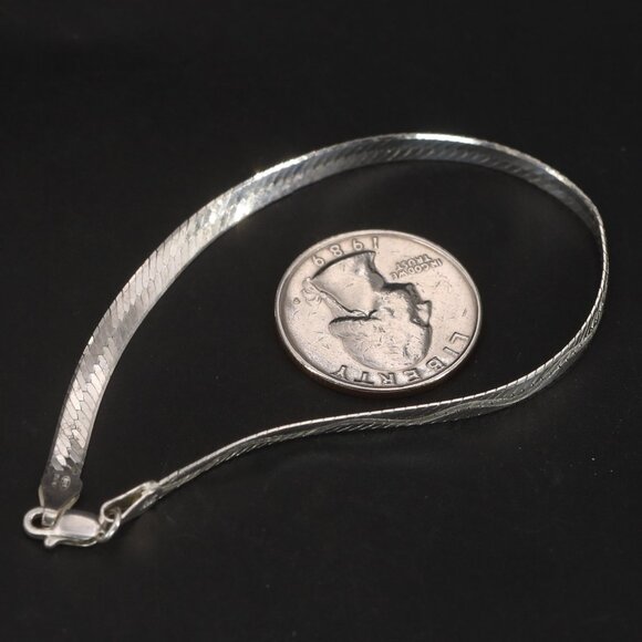 Authentic MILOR ITALY 7.5" Herringbone Diamond Cut Faux Rope Chain Bracelet - 4g - Picture 4 of 5